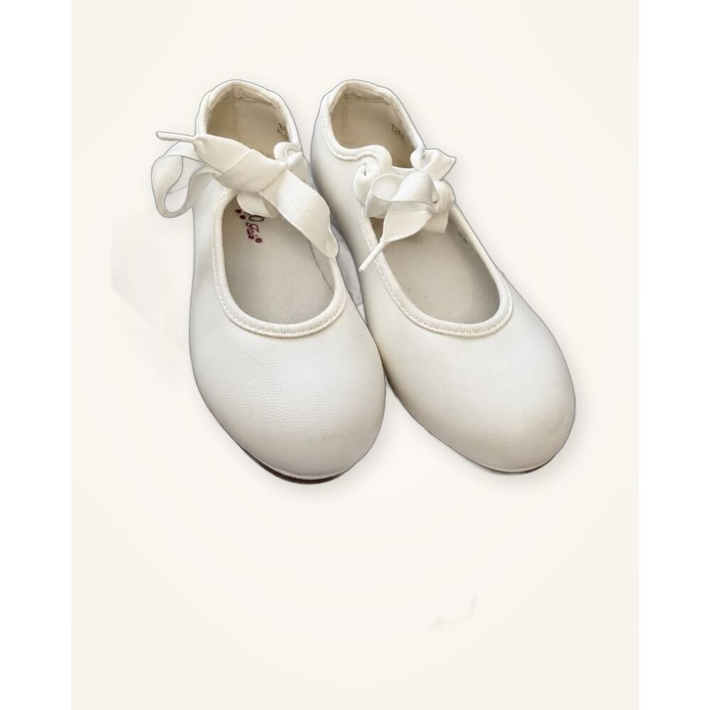 Dancing Fun White Tap Shoes Ribbon Tie Girls Size 12M NIB - Picture 3 of 4